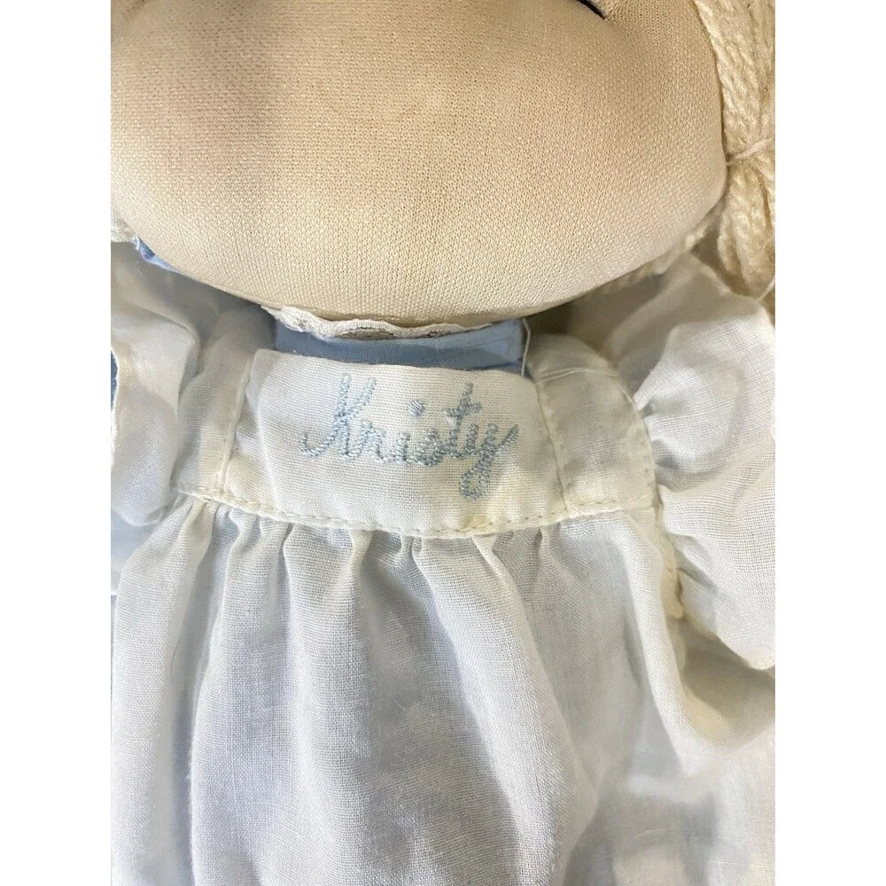 Vintage 60s 70s Toy Collectible Kamar Rag/Cloth Doll “Kristy”Blue Dress & Bonnet